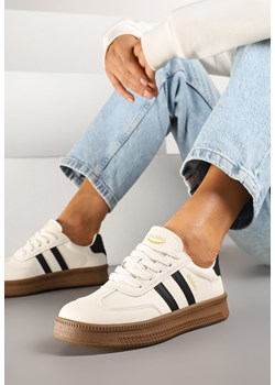 Beżowo-Czarne Sneakersy Sportowe z Ozdobnymi Paskami i Przeszyciami Wenilan ze sklepu renee.pl w kategorii Buty sportowe damskie - zdjęcie 178562428