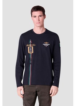 AERONAUTICA MILITARE Granatowy męski longsleeve Crew neck, Rozmiar M ze sklepu outfit.pl w kategorii T-shirty męskie - zdjęcie 178563916