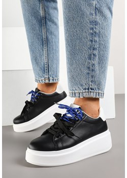 Czarno-Białe Sneakersy Ozdobione Podwójnym Wiązaniem Zdivane ze sklepu born2be.pl w kategorii Buty sportowe damskie - zdjęcie 178567986