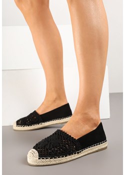 Czarne Ażurowe Espadryle Ozdobione Plecionym Sznurkiem Sdivaya ze sklepu born2be.pl w kategorii Espadryle damskie - zdjęcie 178568076
