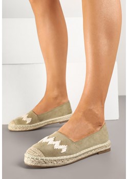 Zielone Espadryle z Plecionką i Motywem Zygzaków Sdivaria ze sklepu born2be.pl w kategorii Espadryle damskie - zdjęcie 178568088