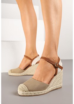 Ciemnobeżowe Sandały Espadryle Vices na Plecionym Koturnie Amotta ze sklepu born2be.pl w kategorii Espadryle damskie - zdjęcie 178568415
