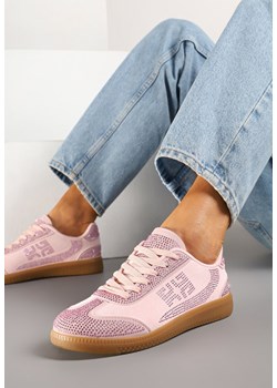 Różowe Sneakersy Tenisówki Ozdobione Cyrkoniami Amoiona ze sklepu renee.pl w kategorii Buty sportowe damskie - zdjęcie 178569629