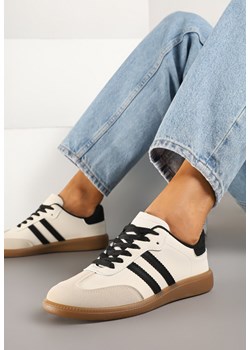 Beżowo-Czarne Casualowe Sneakersy na Płaskiej Podeszwie z Paskami Jereria ze sklepu renee.pl w kategorii Buty sportowe damskie - zdjęcie 178569749