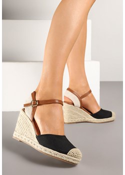 Czarne Sandały Vices w Stylu Espadryli na Koturnie z Plecionki Amoiella ze sklepu renee.pl w kategorii Espadryle damskie - zdjęcie 178570089