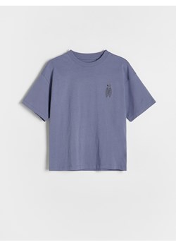 Reserved - Bawełniany T-shirt z haftem - fioletowy ze sklepu Reserved w kategorii T-shirty chłopięce - zdjęcie 178570238