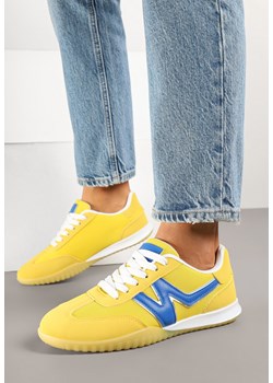 Żółte Sneakersy w Stylu Kultowych Tenisówek z Ozdobnymi Przeszyciami Elanicia ze sklepu born2be.pl w kategorii Buty sportowe damskie - zdjęcie 178574007