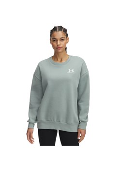 Damska bluza dresowa nierozpinana bez kaptura Under Armour UA Icon Fleece OS Crew - zielona ze sklepu Sportstylestory.com w kategorii Bluzy damskie - zdjęcie 178577105