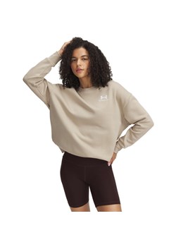 Damska bluza dresowa nierozpinana bez kaptura Under Armour UA Icon Fleece OS Crew - beżowa ze sklepu Sportstylestory.com w kategorii Bluzy damskie - zdjęcie 178577108