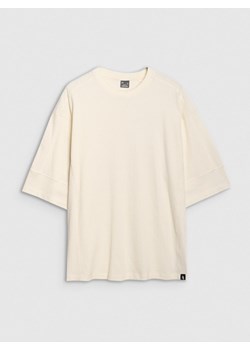 Męski t-shirt oversize 4F 4FRSS25TTSHM2653 - biały ze sklepu Sportstylestory.com w kategorii T-shirty męskie - zdjęcie 178577285