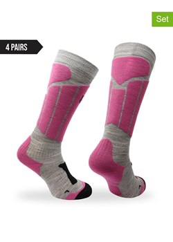 Norfolk Skarpety narciarskie (4 pary) w kolorze różowo-szarym ze sklepu Limango Polska w kategorii Skarpetki dziecięce - zdjęcie 178579446