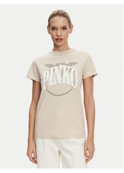 PINKO T-Shirt Start 101752 A2CT Beżowy Regular Fit ze sklepu MODIVO w kategorii Bluzki damskie - zdjęcie 178587317