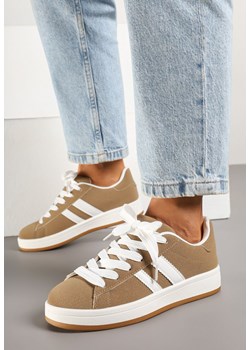 Ciemnobeżowe Sneakersy z Dwoma Paskami Galtewi ze sklepu born2be.pl w kategorii Buty sportowe damskie - zdjęcie 178591037