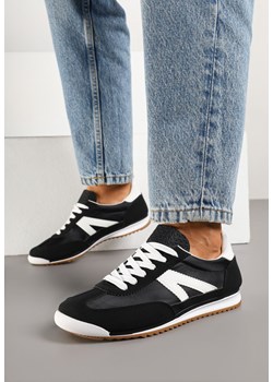 Czarne Sneakersy w Stylu Kultowych Tenisówek z Ozdobnymi Przeszyciami Valtewi ze sklepu born2be.pl w kategorii Buty sportowe damskie - zdjęcie 178591097