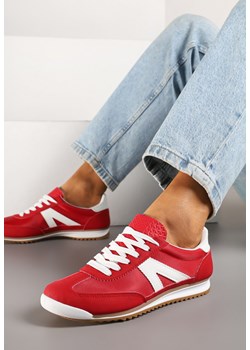 Czerwone Sneakersy Klasyczne Tenisówki Zdobione Przeszyciami Bortewi ze sklepu renee.pl w kategorii Buty sportowe damskie - zdjęcie 178591667