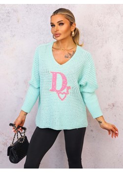 SWETER OVERSIZE O KROJU NIETOPERZA Z OZDOBNĄ APLIKACJĄ- ZIELONY ze sklepu olika.com.pl w kategorii Swetry damskie - zdjęcie 178597896