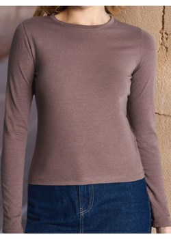 Sinsay - Koszulka z długimi rękawami w stylu basic - brązowy ze sklepu Sinsay w kategorii Bluzki damskie - zdjęcie 178598857