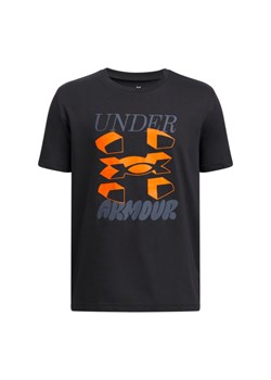 Chłopięcy t-shirt z nadrukiem Under Armour UA B Split Big Logo SS - czarny ze sklepu Sportstylestory.com w kategorii T-shirty chłopięce - zdjęcie 178599018