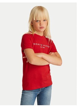 Tommy Hilfiger T-Shirt Essential KS0KS00397 D Czerwony Regular Fit ze sklepu MODIVO w kategorii Bluzki dziewczęce - zdjęcie 178600047