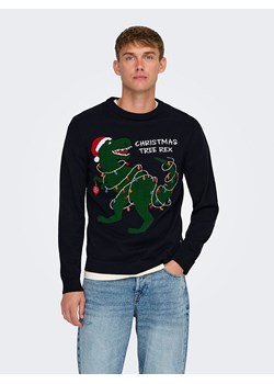 ONLY &amp; SONS Sweter &quot;Xmas&quot; w kolorze granatowym ze sklepu Limango Polska w kategorii Swetry męskie - zdjęcie 178601118