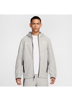 Męska piłkarska bluza z kapturem i zamkiem na całej długości Nike FC Barcelona Tech Fleece Windrunner (wersja trzecia) - Szary ze sklepu Nike poland w kategorii Bluzy męskie - zdjęcie 178604746