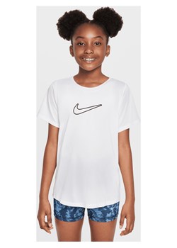 Koszulka z krótkim rękawem dla dużych dzieci (dziewcząt) Dri-FIT Nike One Fitted - Biel ze sklepu Nike poland w kategorii Bluzki dziewczęce - zdjęcie 178606376