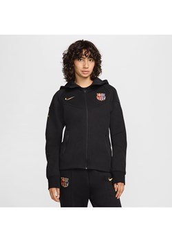 Damska bluza piłkarska z kapturem i zamkiem na całej długości Nike FC Barcelona Tech Fleece Windrunner - Czerń ze sklepu Nike poland w kategorii Bluzy damskie - zdjęcie 178606507