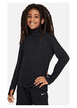 Bluza z długim rękawem i zamkiem 1/2 dla dużych dzieci (chłopców) Dri-FIT UV Nike Multi - Czerń ze sklepu Nike poland w kategorii Bluzy dziewczęce - zdjęcie 178607386