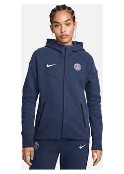 Damska bluza piłkarska z kapturem i zamkiem na całej długości Nike Paris Saint-Germain Tech Fleece Windrunner - Niebieski ze sklepu Nike poland w kategorii Bluzy damskie - zdjęcie 178609007