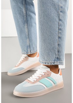 Biało-Niebieskie Sneakersy Typu Tenisówki z Ozdobnymi Paskami Amodelle ze sklepu born2be.pl w kategorii Buty sportowe damskie - zdjęcie 178618209