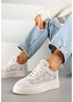 Beżowe Sneakersy z Ażurowej Koronki na Grubej Podeszwie Nanessia ze sklepu renee.pl w kategorii Buty sportowe damskie - zdjęcie 178622519