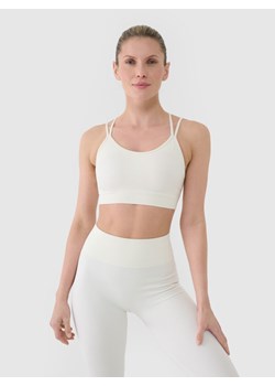 Damski biustonosz treningowy 4F 4FRSS25USBAF211 - biały ze sklepu Sportstylestory.com w kategorii Biustonosze - zdjęcie 178625539