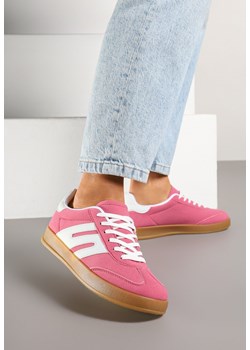 Ciemnoróżowe Sneakersy w Stylu Klasycznych Tenisówek z Ozdobnymi Przeszyciami Nartewia ze sklepu born2be.pl w kategorii Buty sportowe damskie - zdjęcie 178626165