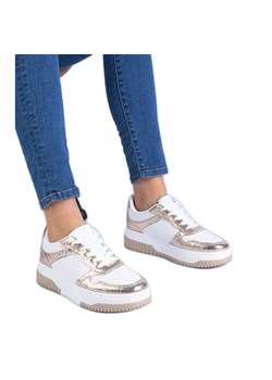 Złote sneakersy na grubej podeszwie złoty ze sklepu ButyModne.pl w kategorii Buty sportowe damskie - zdjęcie 178630178