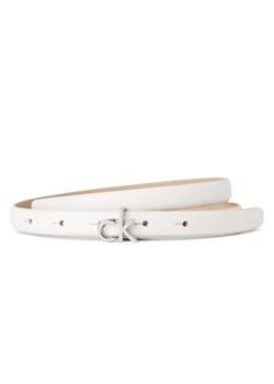 Calvin Klein Damski pasek ze skóry nappa - CK Buckle Skinny Belt Kobiety skóra écru jednolity ze sklepu vangraaf w kategorii Paski damskie - zdjęcie 178635485