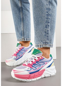 Fuksjowe Sneakersy w Streetwearowym Stylu na Grubej Podeszwie z Tłoczeniami Siltewi ze sklepu born2be.pl w kategorii Buty sportowe damskie - zdjęcie 178638755