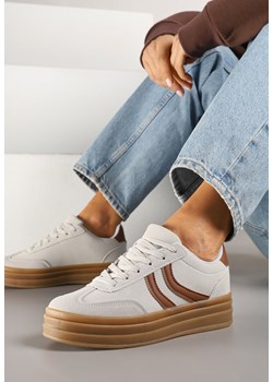 Szare Sneakersy Typu Kultowe Tenisówki na Grubej Podeszwie z Tłoczeniem Lisanitea ze sklepu renee.pl w kategorii Buty sportowe damskie - zdjęcie 178639016