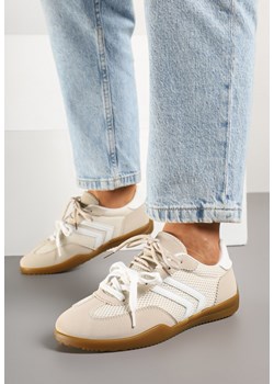 Beżowe Sneakersy Tenisówki z Geometrycznym Motywem Telanilia ze sklepu born2be.pl w kategorii Buty sportowe damskie - zdjęcie 178639756
