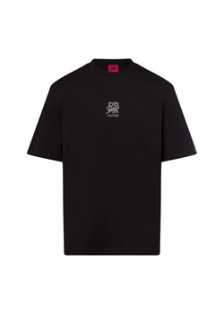 HUGO Koszulka męska - Deckies Mężczyźni Bawełna czarny jednolity ze sklepu vangraaf w kategorii T-shirty męskie - zdjęcie 178641478