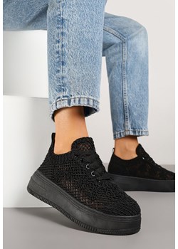Czarne Sneakersy na Platformie z Ażurowym Wykończeniem Isdisane ze sklepu renee.pl w kategorii Buty sportowe damskie - zdjęcie 178641735