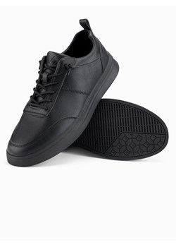 Męskie monochromatyczne buty w stylu sportowym z przeszyciami – czarne V4 OM-FOCS-0159 ze sklepu ombre w kategorii Buty sportowe męskie - zdjęcie 178647538