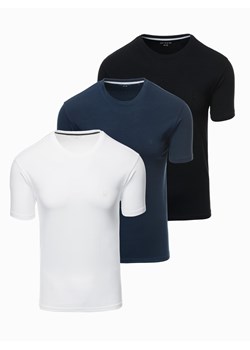 Zestaw męskich t-shirtów z okrągłym dekoltem – biały/granatowy/czarny V2 Z102 ze sklepu ombre w kategorii T-shirty męskie - zdjęcie 178647546