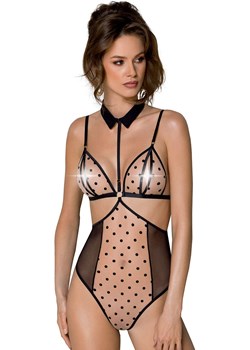 Passion body damskie beżowo-czarne Dominica, Kolor beżowo-czarny, Rozmiar L/XL, Passion ze sklepu Intymna w kategorii Body damskie - zdjęcie 178649185