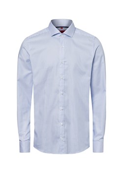 Finshley & Harding Męska koszula biznesowa - Easy Care Mężczyźni Slim Fit Bawełna jasnoniebieski w paski ze sklepu vangraaf w kategorii Koszule męskie - zdjęcie 178651446