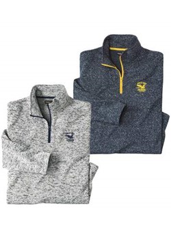 Zestaw 2 bluz z melanżowego moltonu z suwakiem ze sklepu Atlas For Men w kategorii Bluzy męskie - zdjęcie 178656707