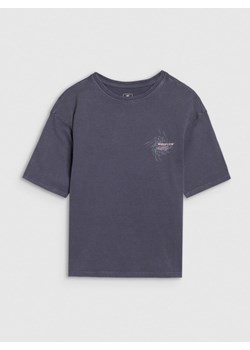 Dziewczęcy t-shirt z nadrukiem 4F 4FJWSS25TTSHF1853 - szary ze sklepu Sportstylestory.com w kategorii Bluzki dziewczęce - zdjęcie 178657267