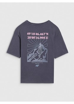 Dziewczęcy t-shirt z nadrukiem 4F 4FJWSS25TTSHF1853 - szary ze sklepu Sportstylestory.com w kategorii Bluzki dziewczęce - zdjęcie 178657268