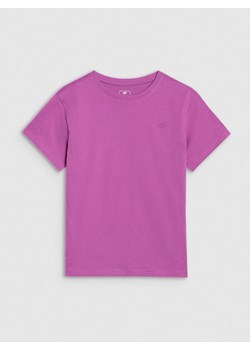 Dziewczęcy t-shirt oversize 4F 4FJWSS25TTSHF2326 - fioletowy ze sklepu Sportstylestory.com w kategorii Bluzki dziewczęce - zdjęcie 178657276