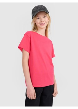 Dziewczęcy t-shirt oversize 4F 4FJWSS25TTSHF2326 - różowy ze sklepu Sportstylestory.com w kategorii Bluzki dziewczęce - zdjęcie 178657278