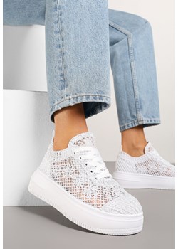 Białe Sneakersy na Platformie z Ażurowym Wykończeniem Isdisane ze sklepu renee.pl w kategorii Buty sportowe damskie - zdjęcie 178660495